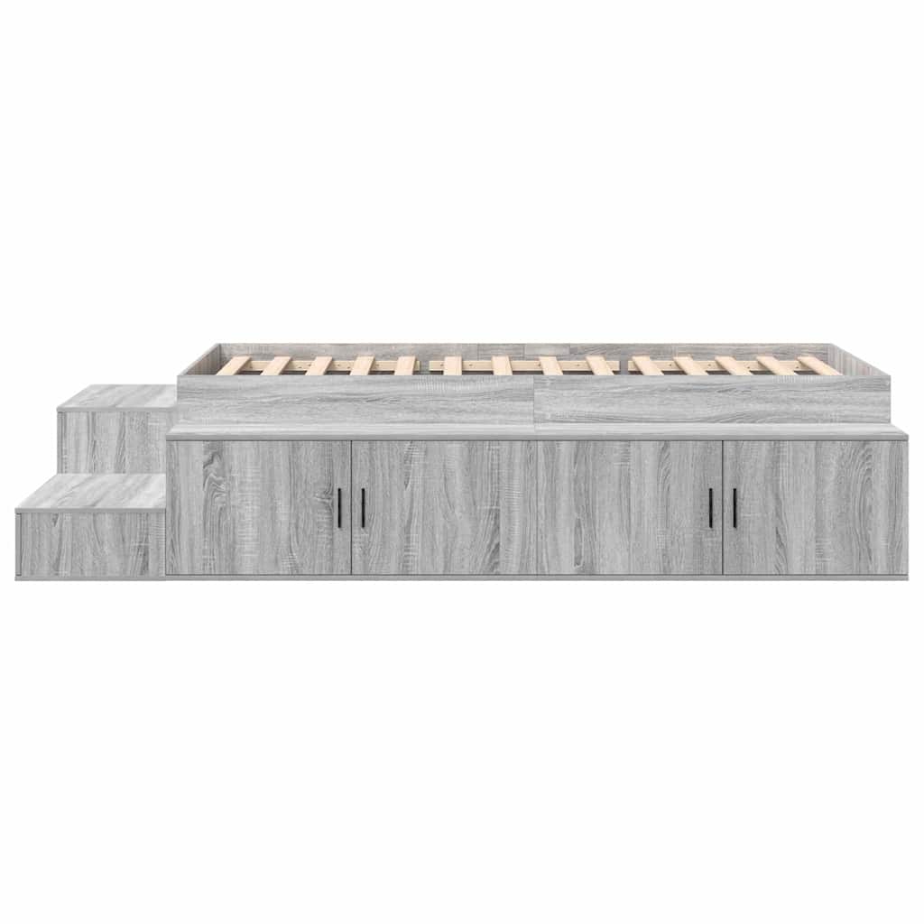 Bett mit Stauraum Grau Sonoma 244 x 127 x 53.5 cm Holzwerkstoff