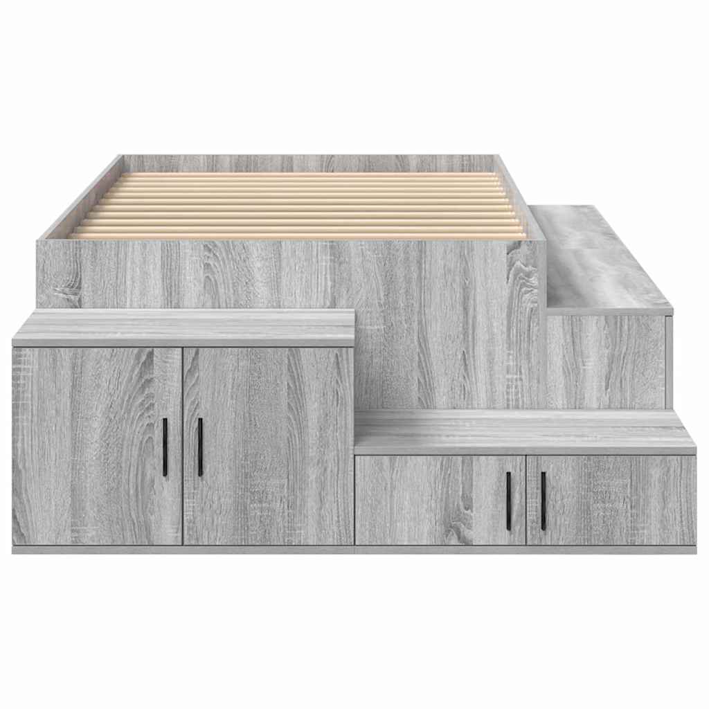 Bett mit Stauraum Grau Sonoma 244 x 127 x 53.5 cm Holzwerkstoff