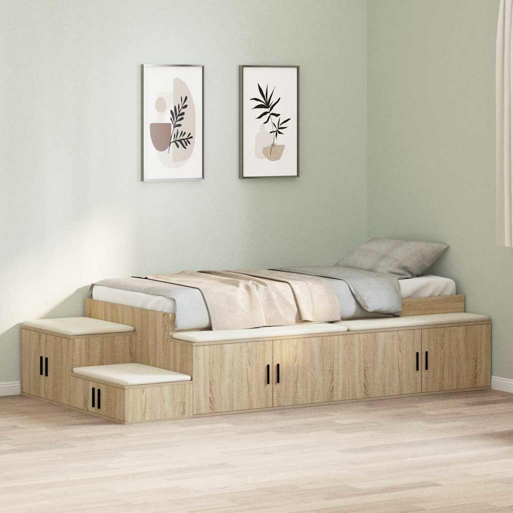 Bett mit Stauraum mit Speicher Sonoma-Eiche 244 x 118 x 53.5 cm