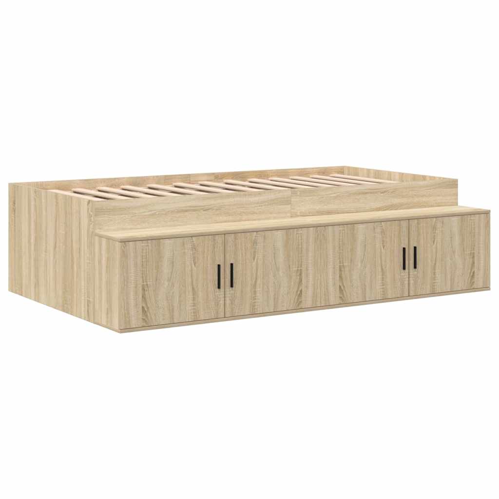 Bett mit Stauraum mit Speicher Sonoma-Eiche 244 x 118 x 53.5 cm