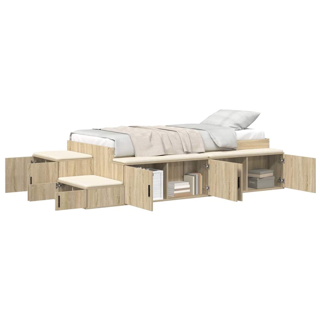 Bett mit Stauraum mit Speicher Sonoma-Eiche 244 x 127 x 53.5 cm
