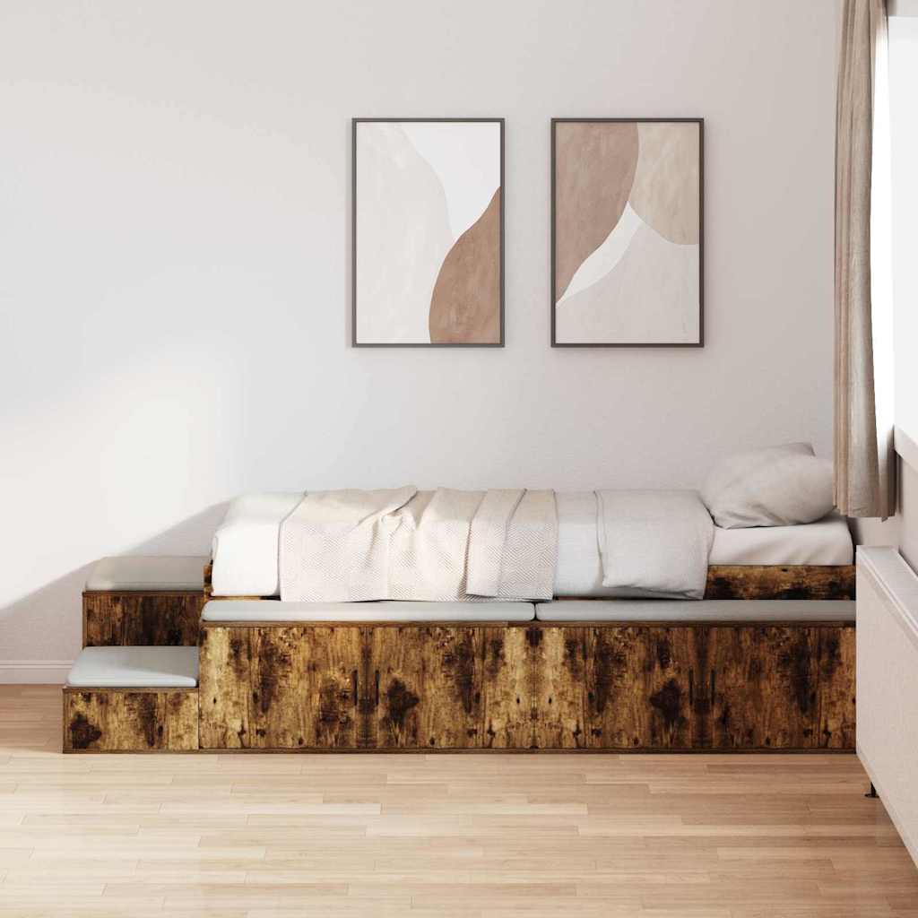 Bett mit Stauraum mit Tür Geräucherte Eiche 244 x 127 x 53.5 cm