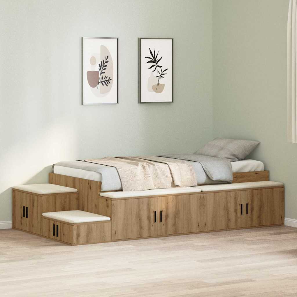 Bett mit Stauraum mit Tür Artisan-Eiche 244 x 127 x 53.5 cm