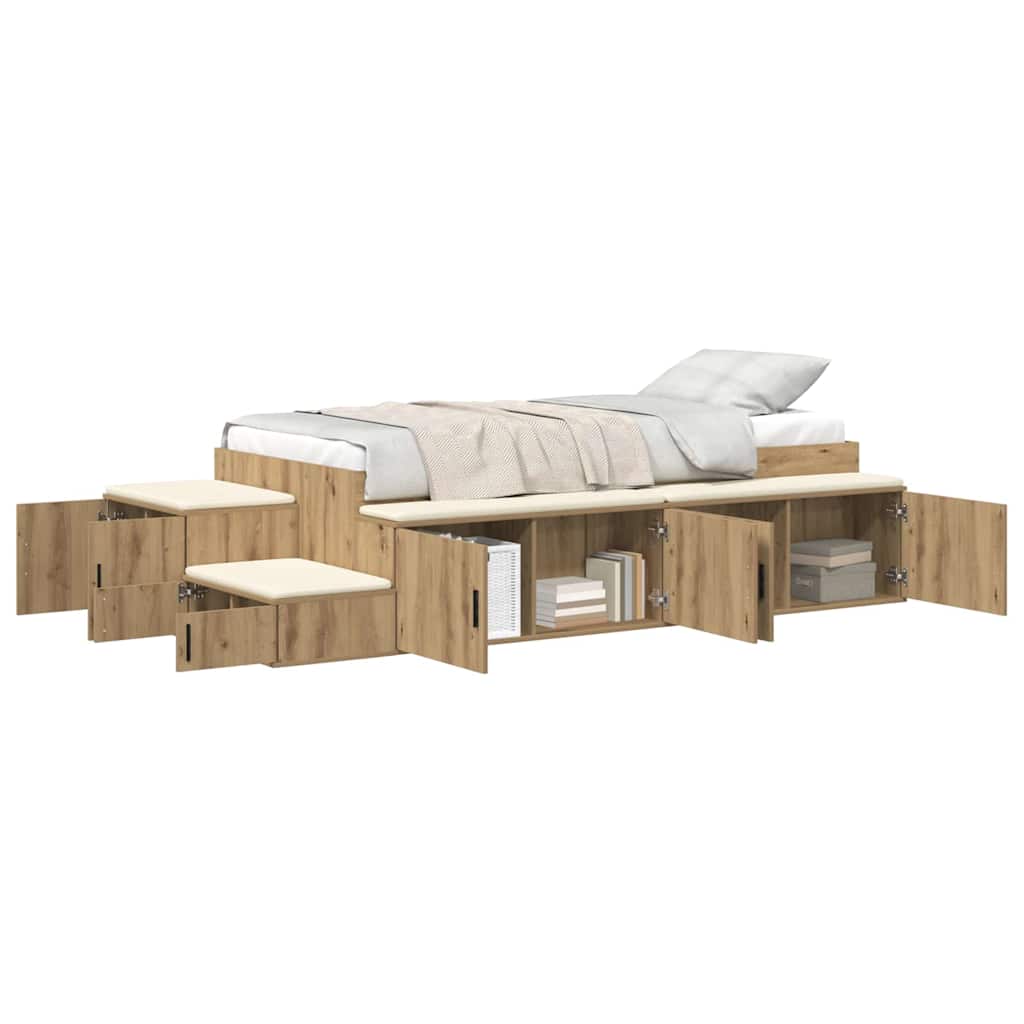 Bett mit Stauraum mit Tür Artisan-Eiche 244 x 127 x 53.5 cm