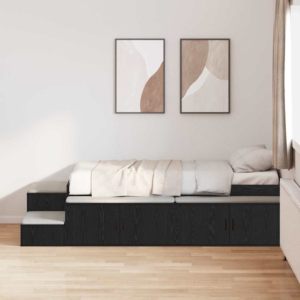 Bett mit Stauraum Schwarz Eichen-Optik 234 x 118 x 53.5 cm