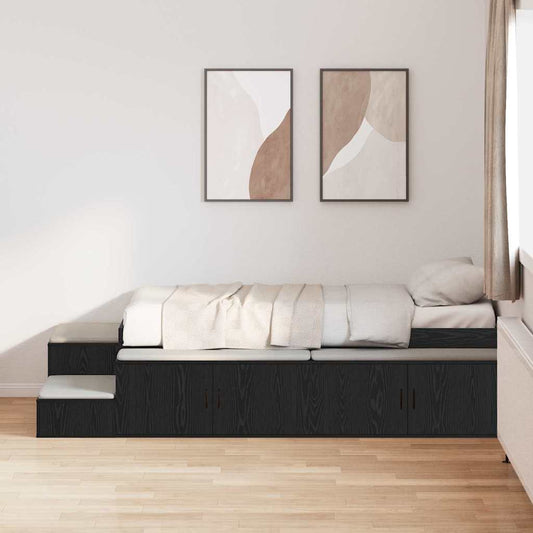 Bett mit Stauraum Schwarz Eichen-Optik 234 x 118 x 53.5 cm