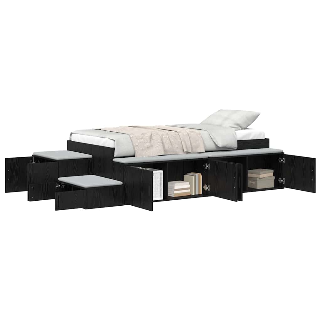 Bett mit Stauraum Schwarz Eichen-Optik 234 x 118 x 53.5 cm