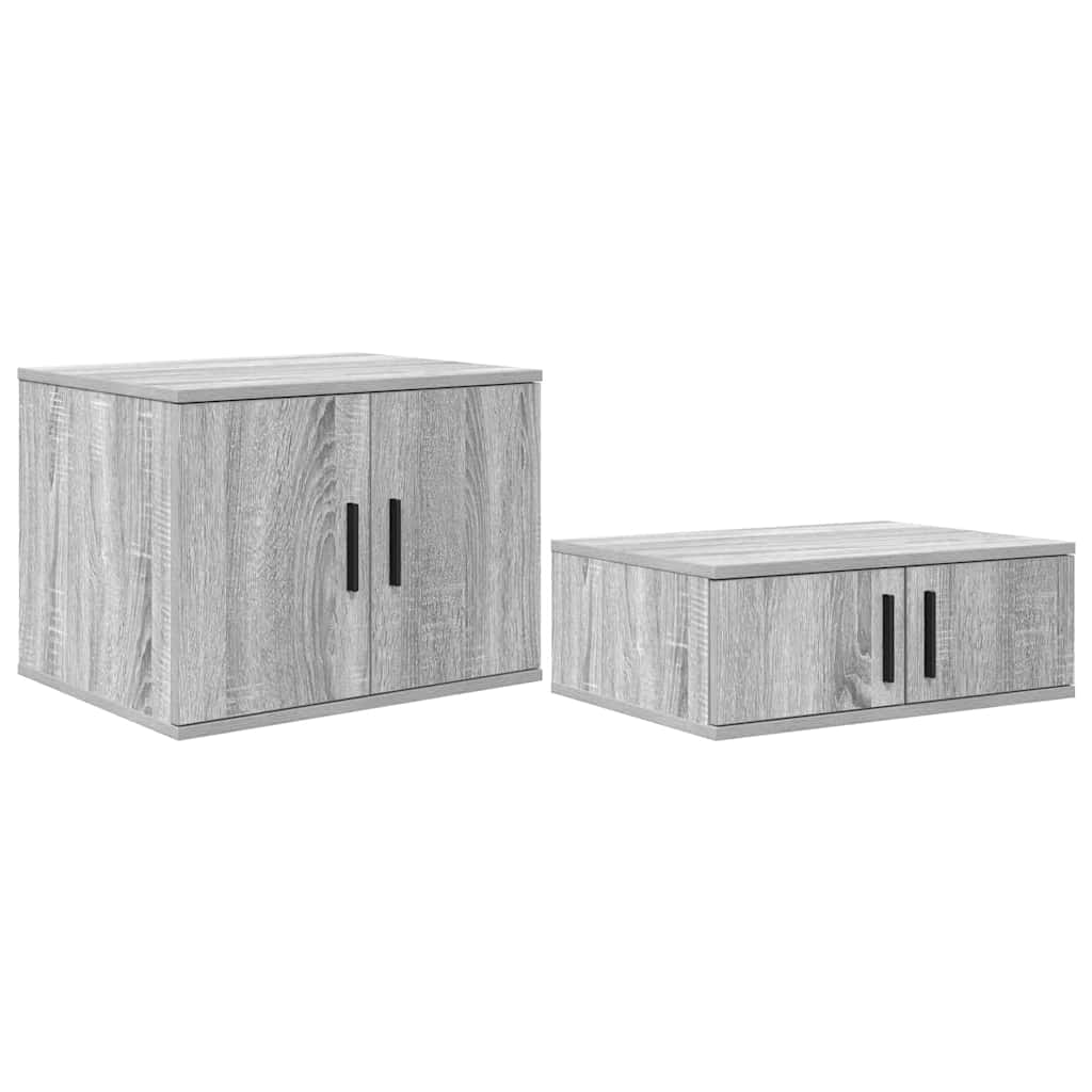 Bett mit Stauraum Grau Sonoma 234 x 118 x 53.5 cm Holzwerkstoff