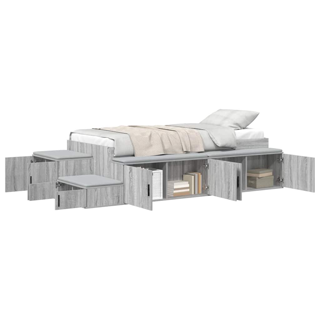 Bett mit Stauraum Grau Sonoma 234 x 118 x 53.5 cm Holzwerkstoff