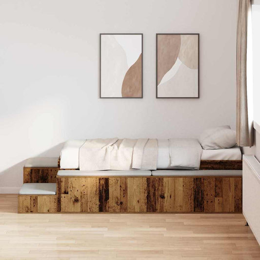 Bett mit Stauraum Altholz 234 x 118 x 53.5 cm Holzwerkstoff