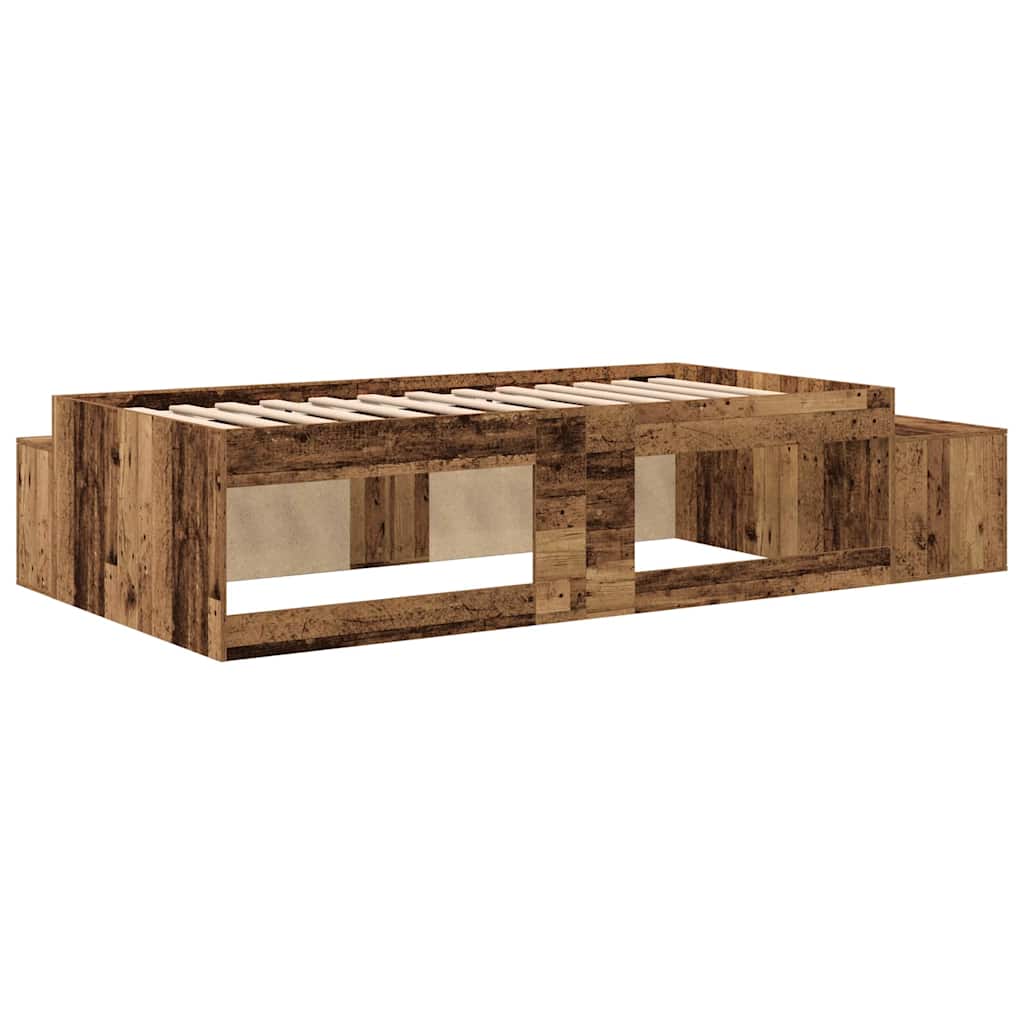 Bett mit Stauraum Altholz 234 x 118 x 53.5 cm Holzwerkstoff