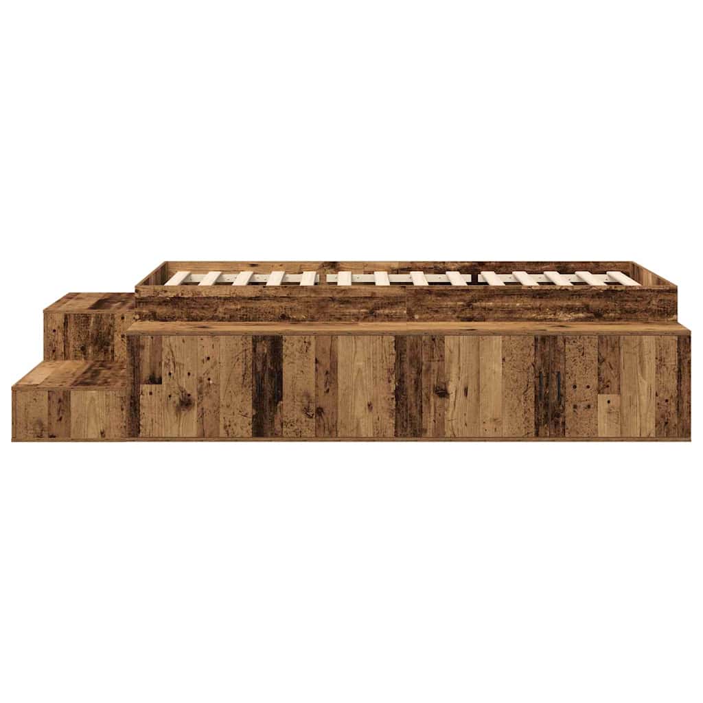 Bett mit Stauraum Altholz 234 x 118 x 53.5 cm Holzwerkstoff