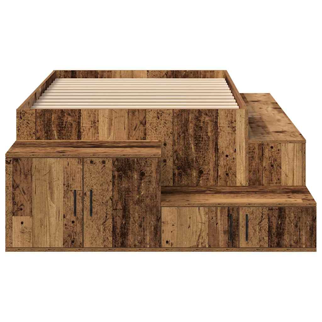 Bett mit Stauraum Altholz 234 x 118 x 53.5 cm Holzwerkstoff