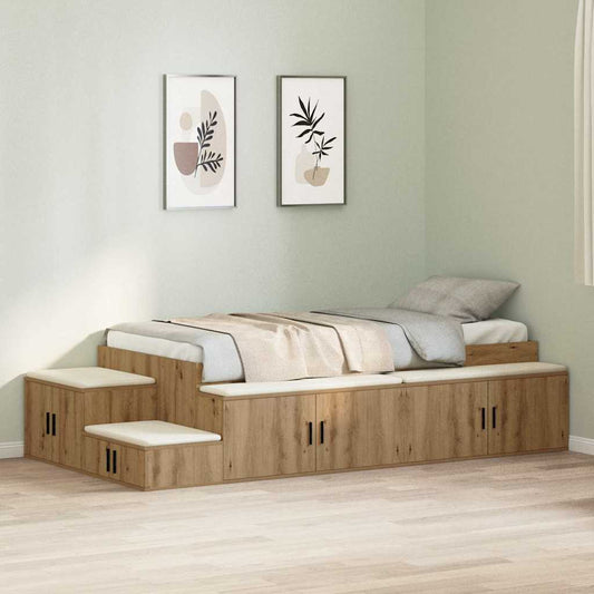 Bett mit Stauraum mit Tür Artisan-Eiche 234 x 118 x 53.5 cm