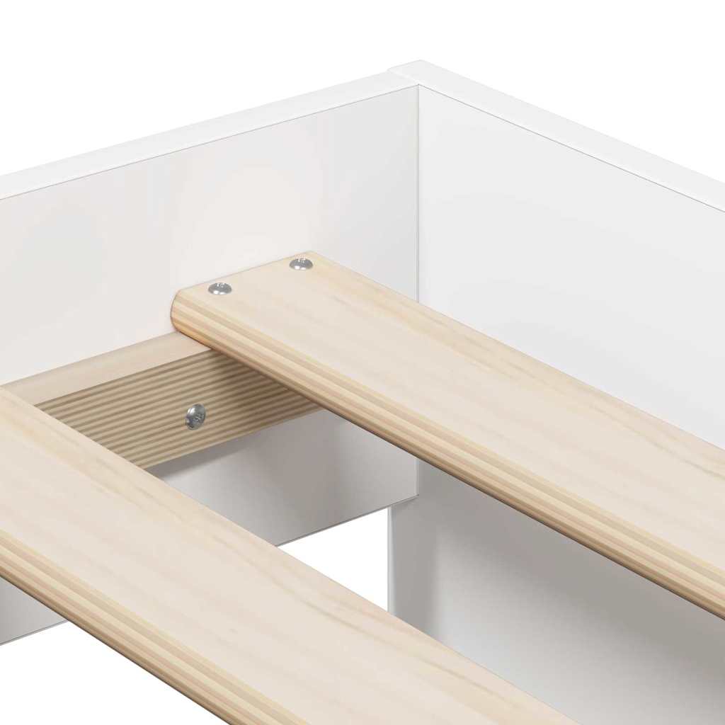Bett mit Stauraum Weiß 234 x 103 x 53.5 cm Holzwerkstoff