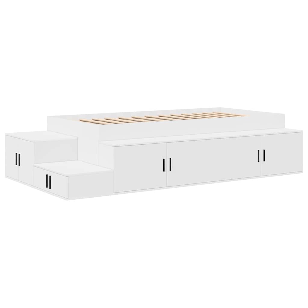 Bett mit Stauraum Weiß 234 x 103 x 53.5 cm Holzwerkstoff