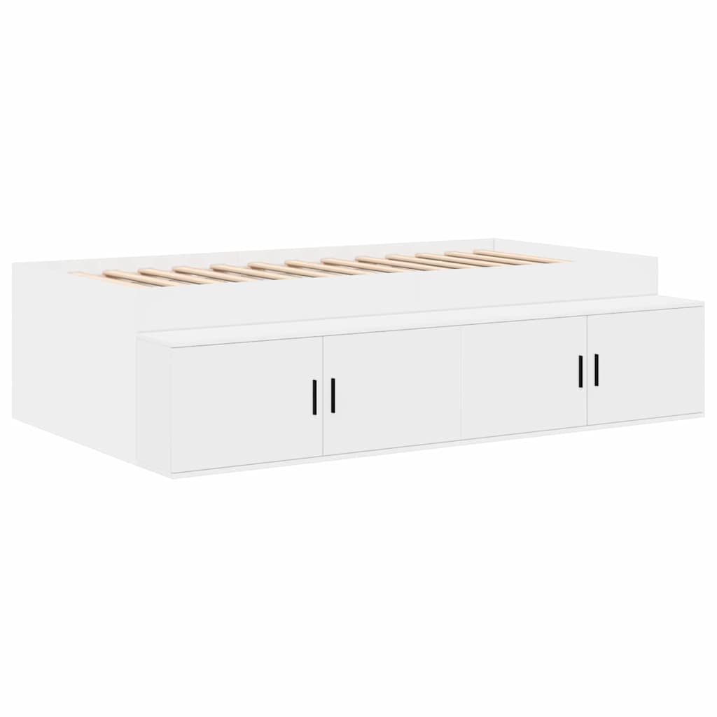 Bett mit Stauraum Weiß 234 x 103 x 53.5 cm Holzwerkstoff