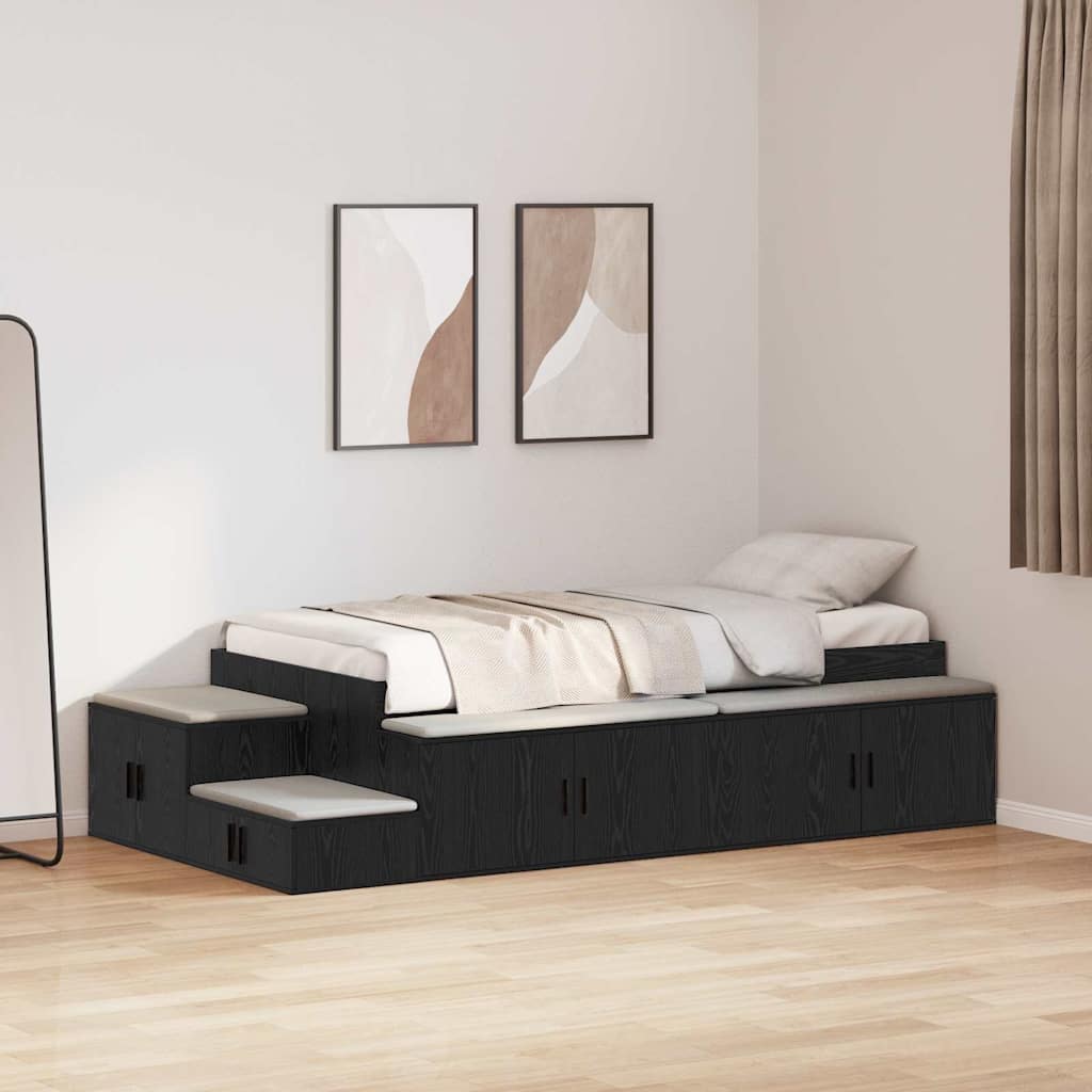 Bett mit Stauraum Schwarz Eichen-Optik 234 x 103 x 53.5 cm