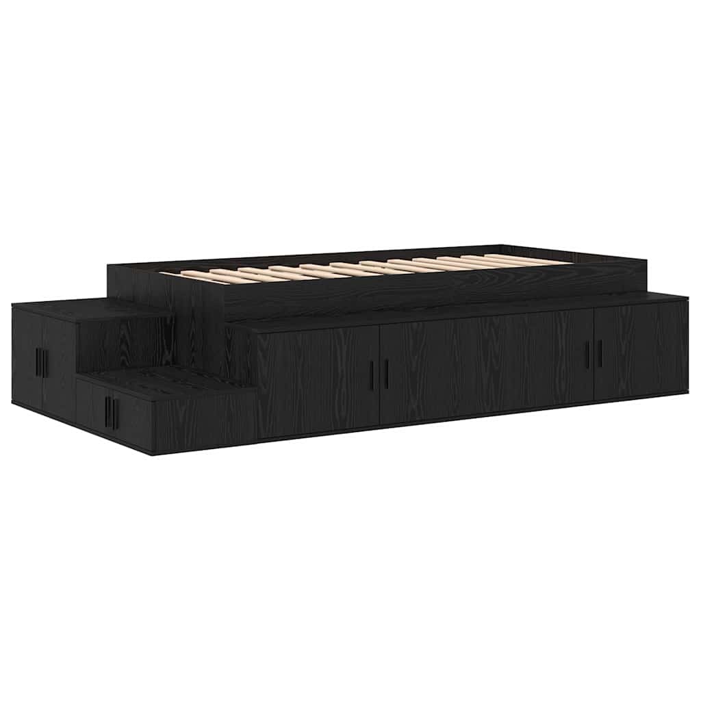 Bett mit Stauraum Schwarz Eichen-Optik 234 x 103 x 53.5 cm