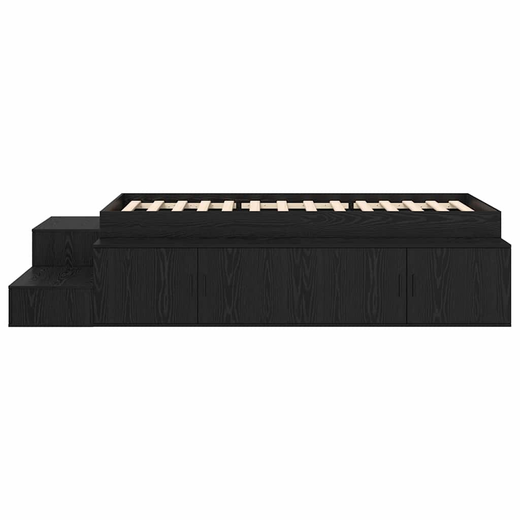 Bett mit Stauraum Schwarz Eichen-Optik 234 x 103 x 53.5 cm