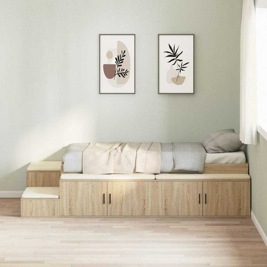 Bett mit Stauraum mit Speicher Sonoma-Eiche 234 x 103 x 53.5 cm