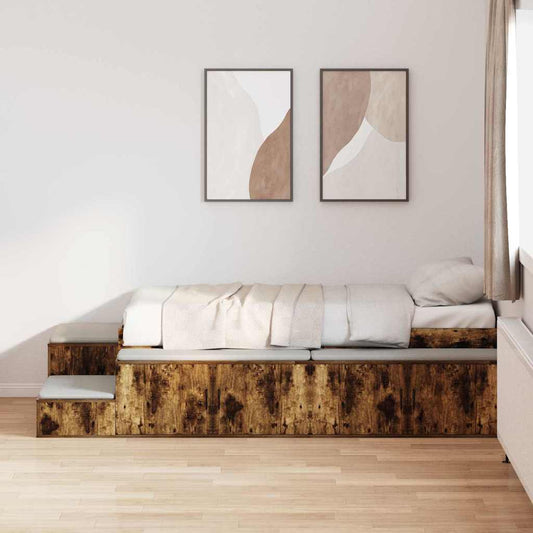Bett mit Stauraum mit Tür Geräucherte Eiche 234 x 103 x 53.5 cm