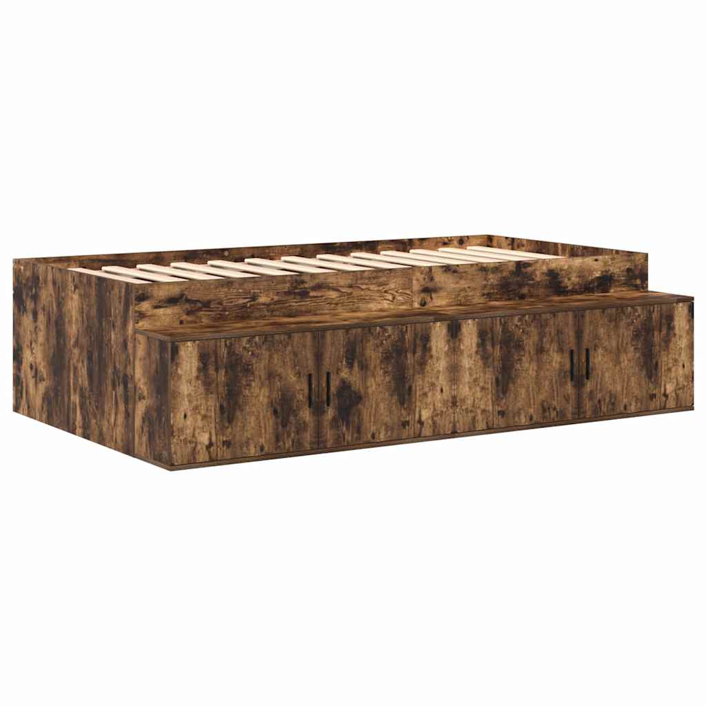 Bett mit Stauraum mit Tür Geräucherte Eiche 234 x 103 x 53.5 cm