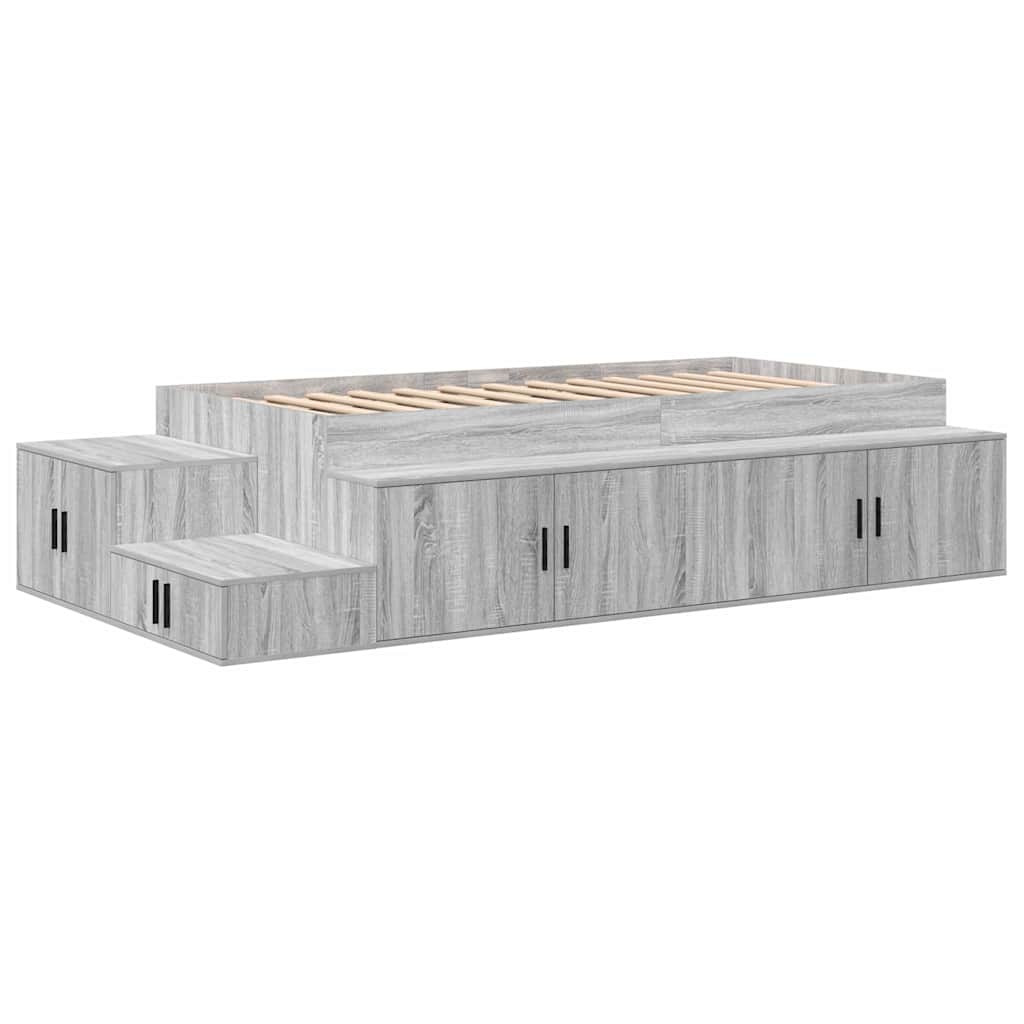Bett mit Stauraum Grau Sonoma 234 x 103 x 53.5 cm Holzwerkstoff