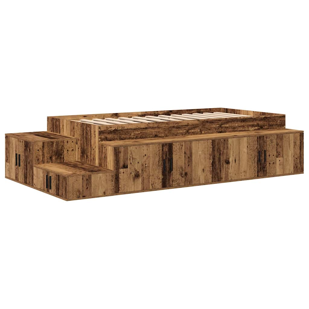 Bett mit Stauraum Altholz 234 x 103 x 53.5 cm Holzwerkstoff