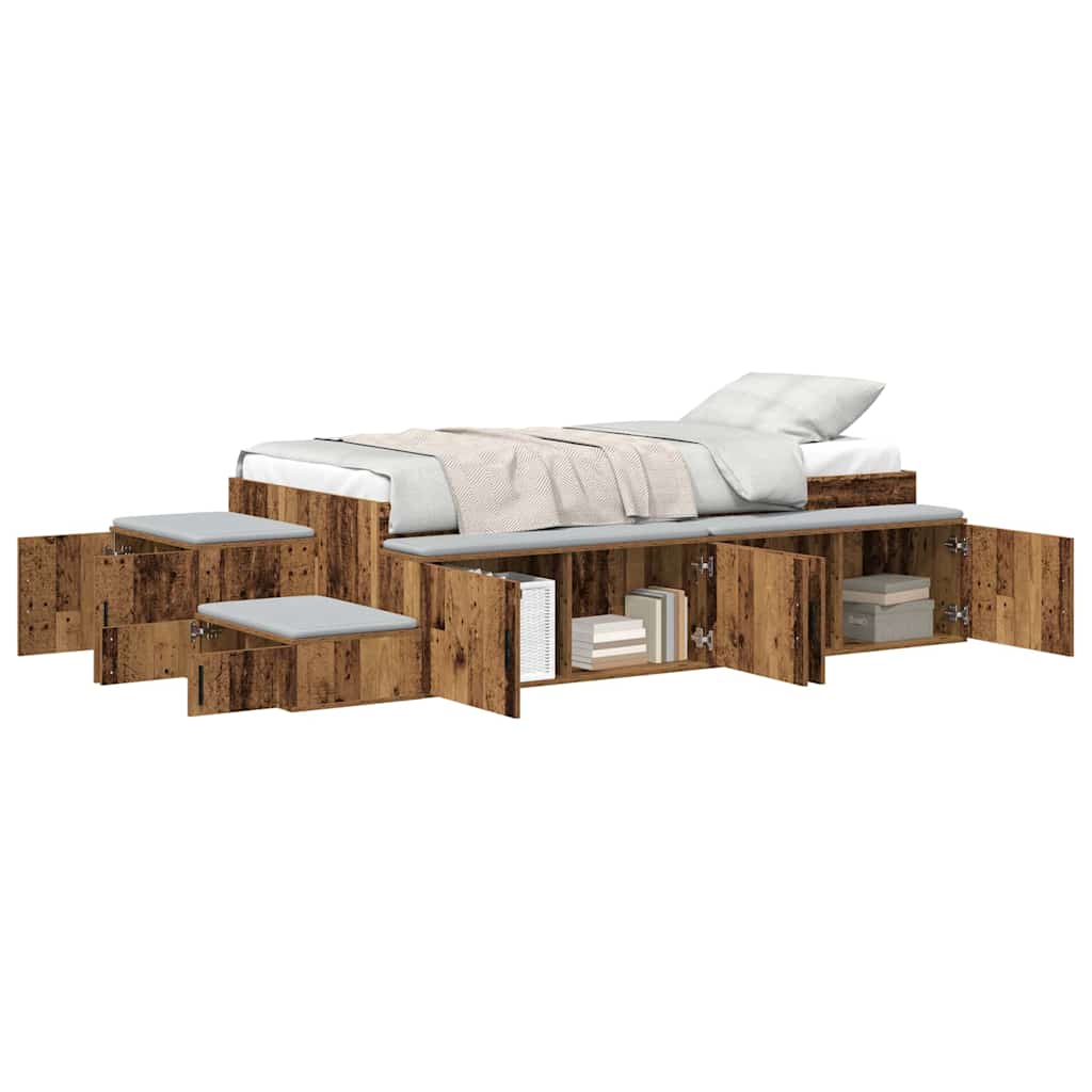Bett mit Stauraum Altholz 234 x 103 x 53.5 cm Holzwerkstoff