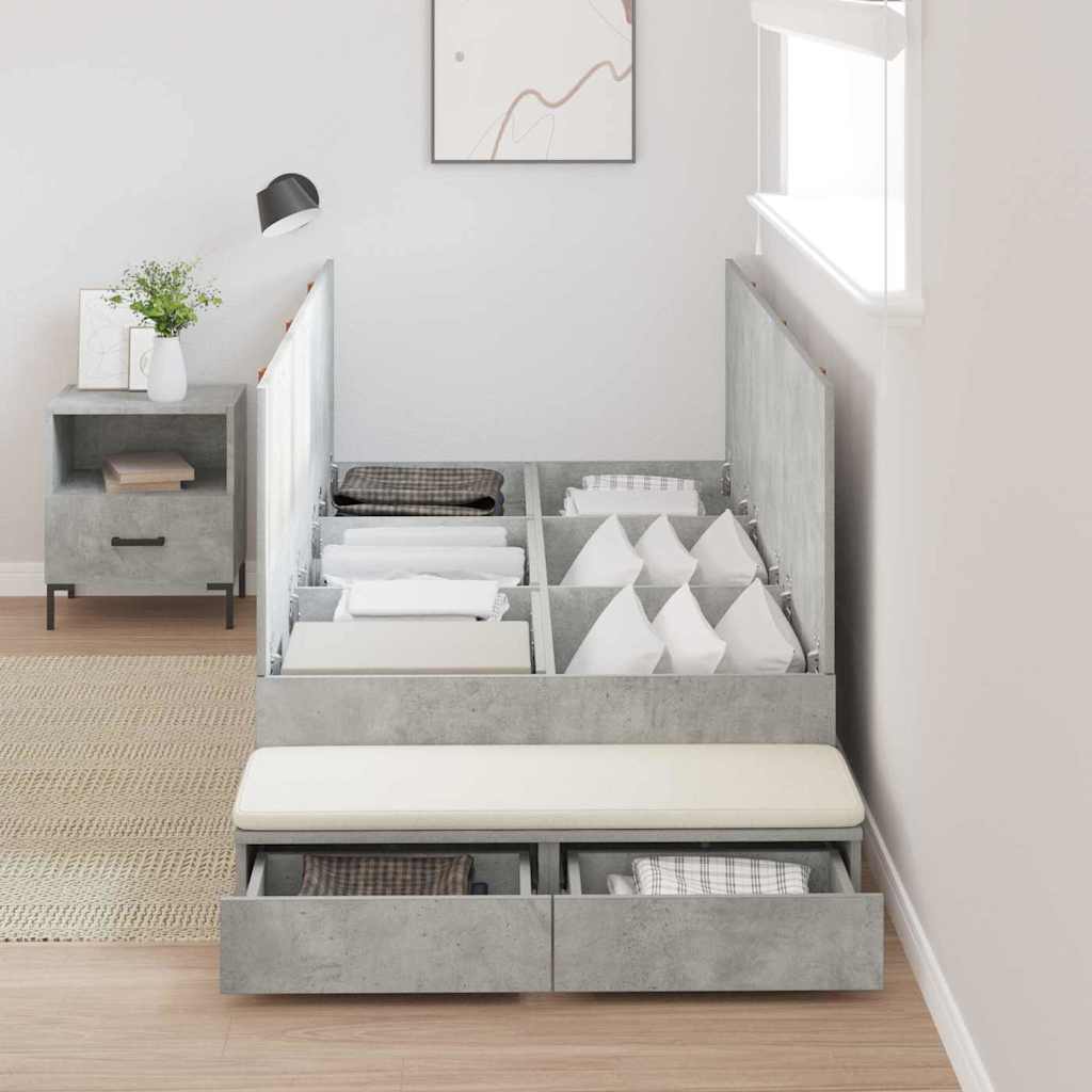 Bett mit Stauraum Beton Grau 236.5 x 80 x 31.5 cm Holzwerkstoff