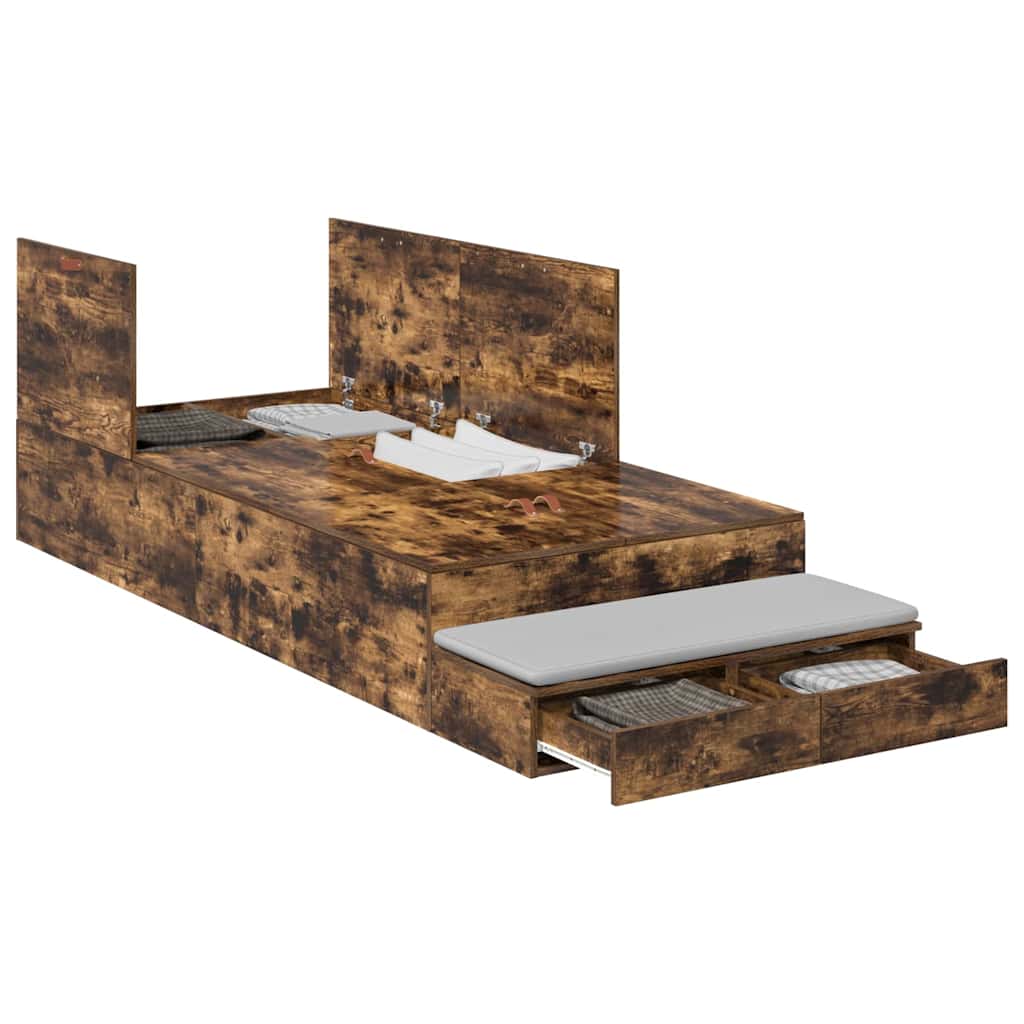 Bett mit Stauraum Geräucherte Eiche 236.5 x 80 x 31.5 cm