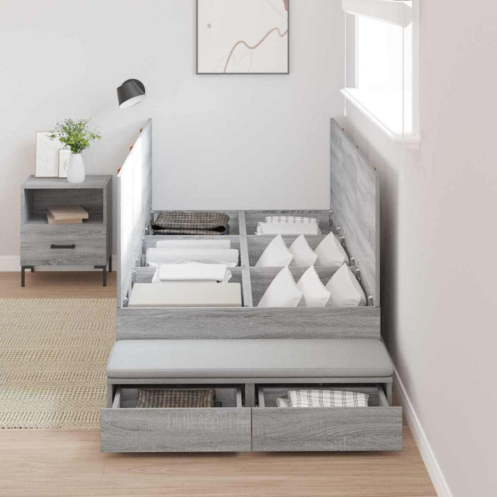 Bett mit Stauraum mit Speicher Grau Sonoma 236.5 x 80 x 31.5 cm