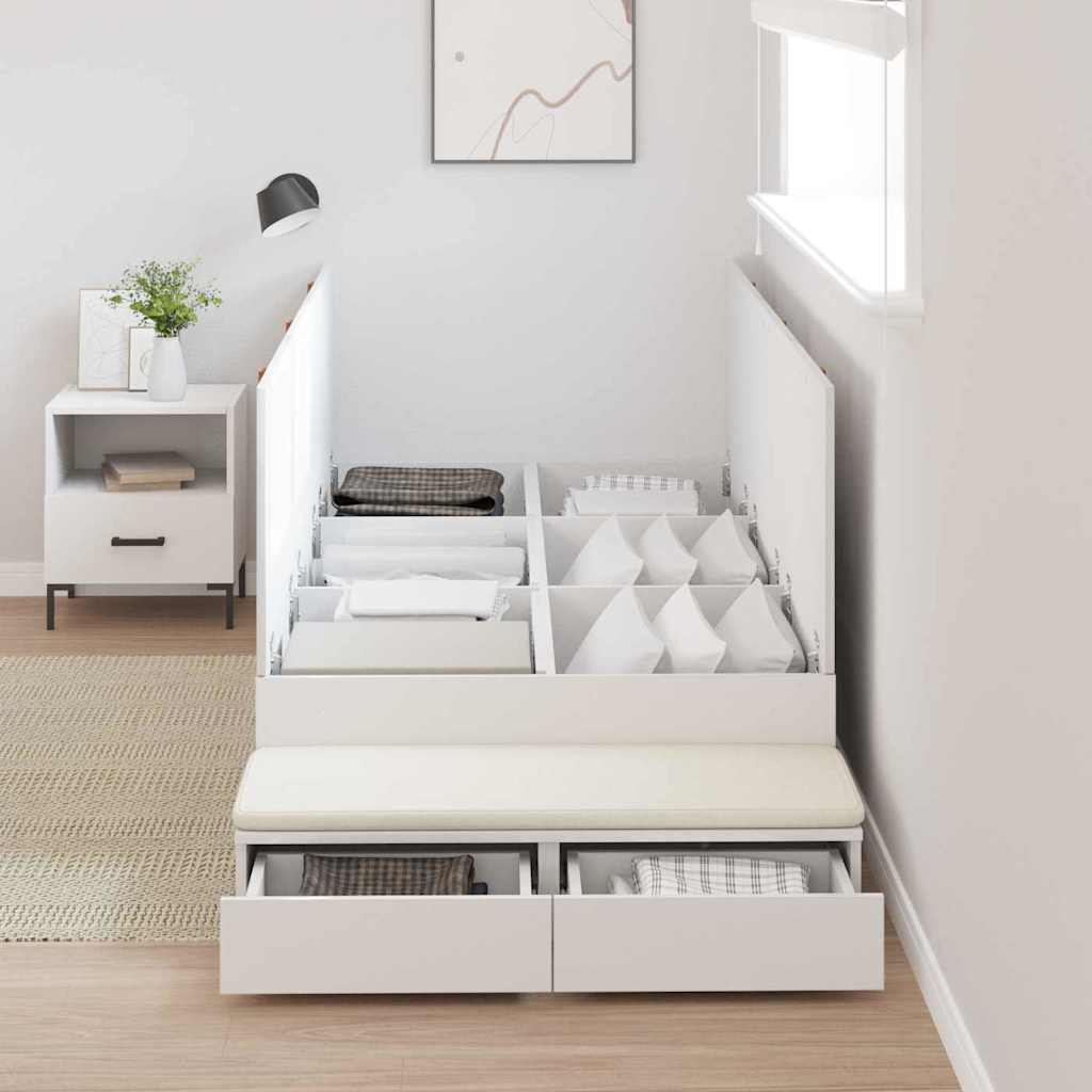 Bett mit Stauraum Weiß 236.5 x 90 x 31.5 cm Holzwerkstoff