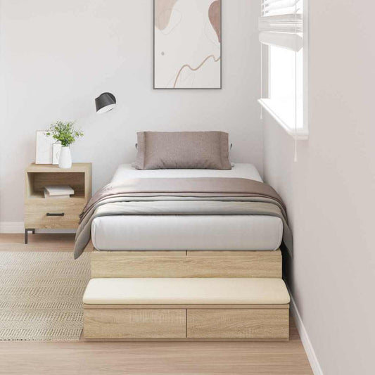 Aufbewahrungsbettgestell Sonoma-Eiche 90 cm Holzwerkstoff