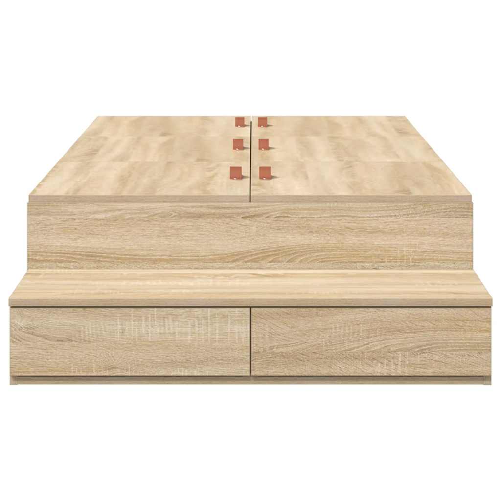 Aufbewahrungsbettgestell Sonoma-Eiche 90 cm Holzwerkstoff