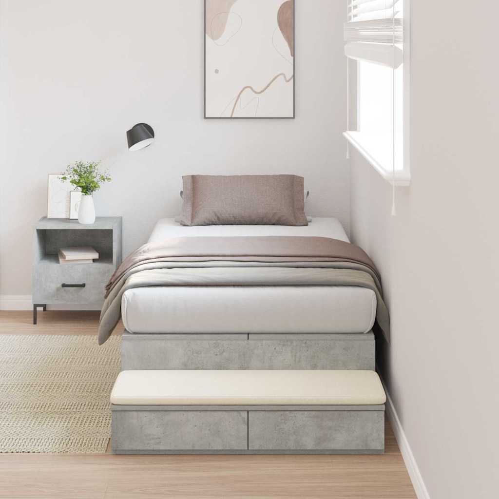 Bett mit Stauraum Beton Grau 236.5 x 90 x 31.5 cm Holzwerkstoff