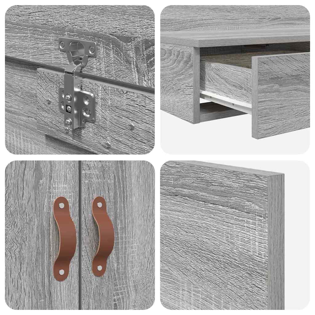 Aufbewahrungsbettgestell Sonoma-Grau 90 cm Holzwerkstoff