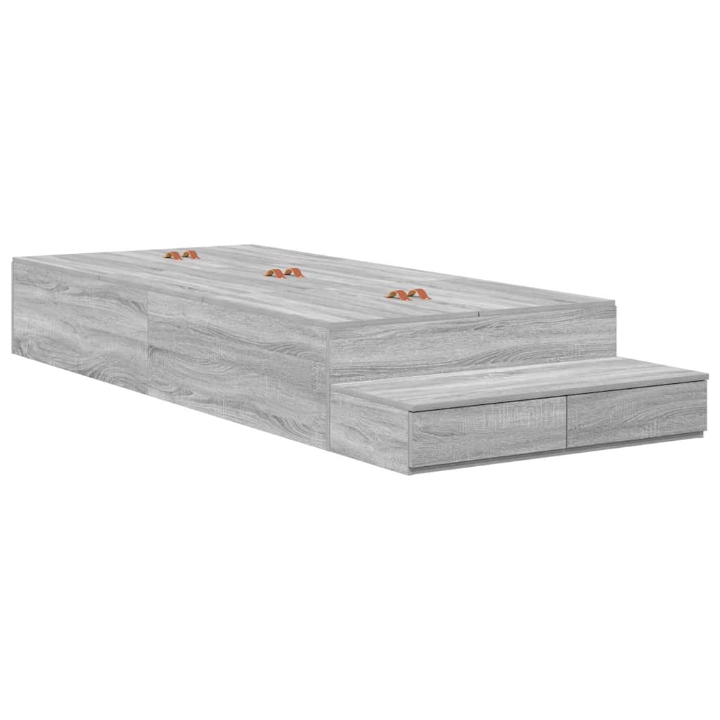 Aufbewahrungsbettgestell Sonoma-Grau 90 cm Holzwerkstoff