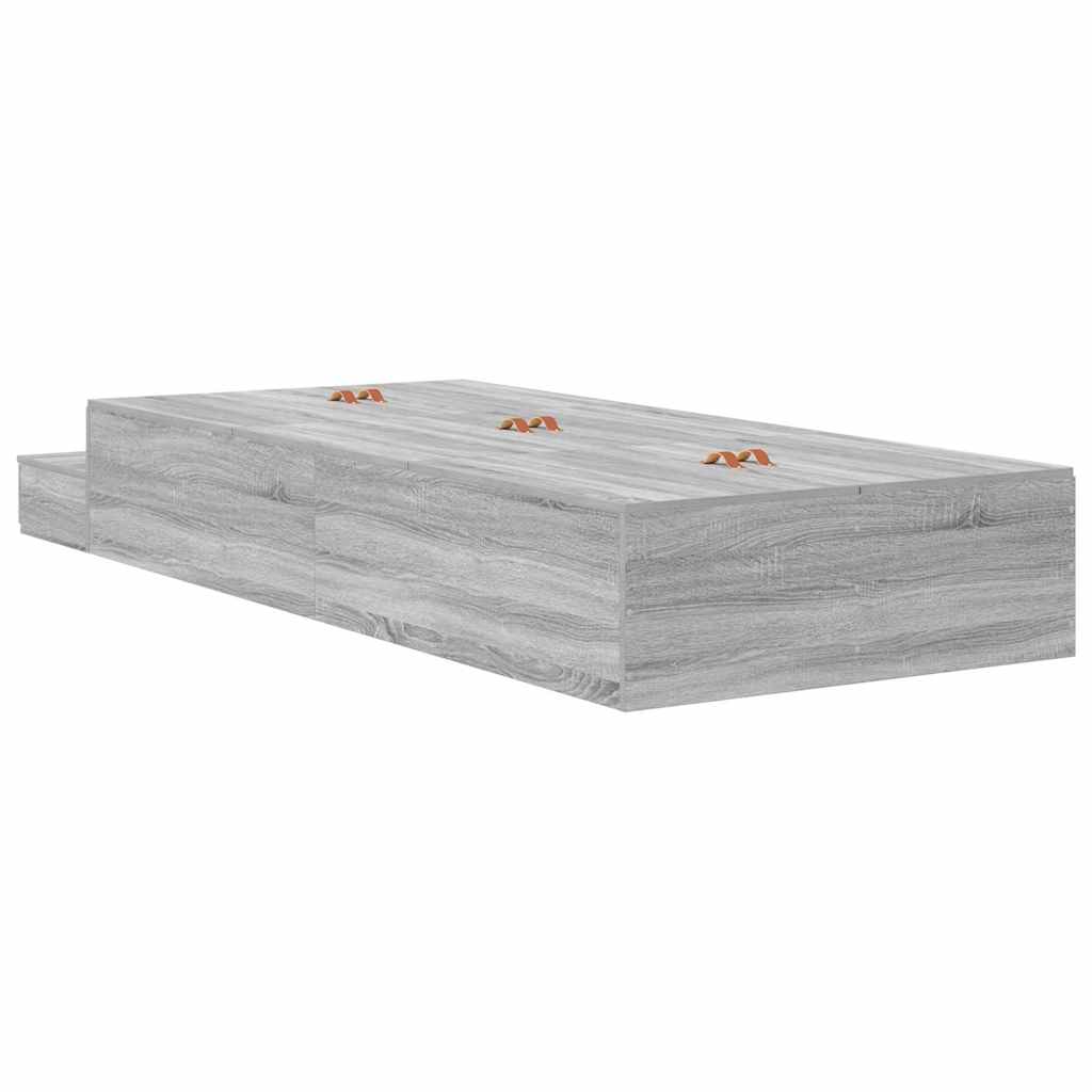Aufbewahrungsbettgestell Sonoma-Grau 90 cm Holzwerkstoff