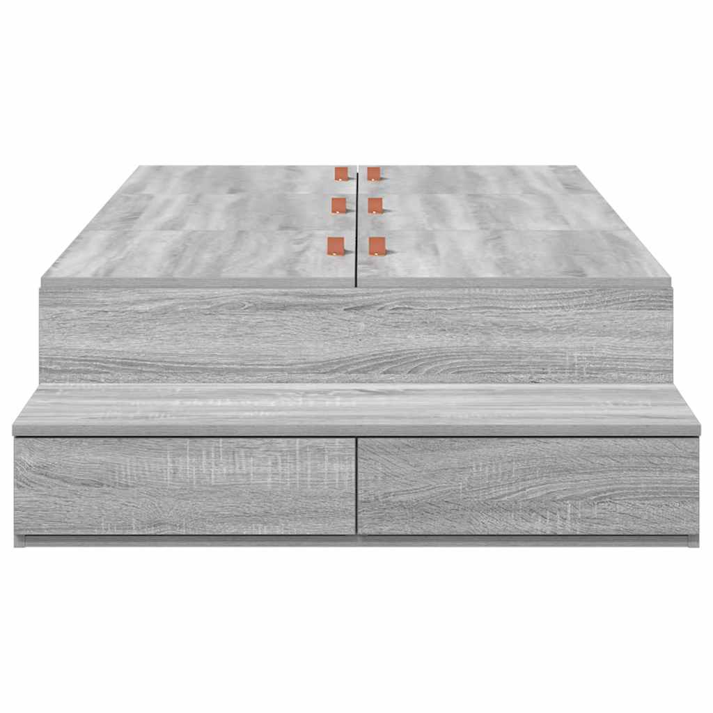 Aufbewahrungsbettgestell Sonoma-Grau 90 cm Holzwerkstoff
