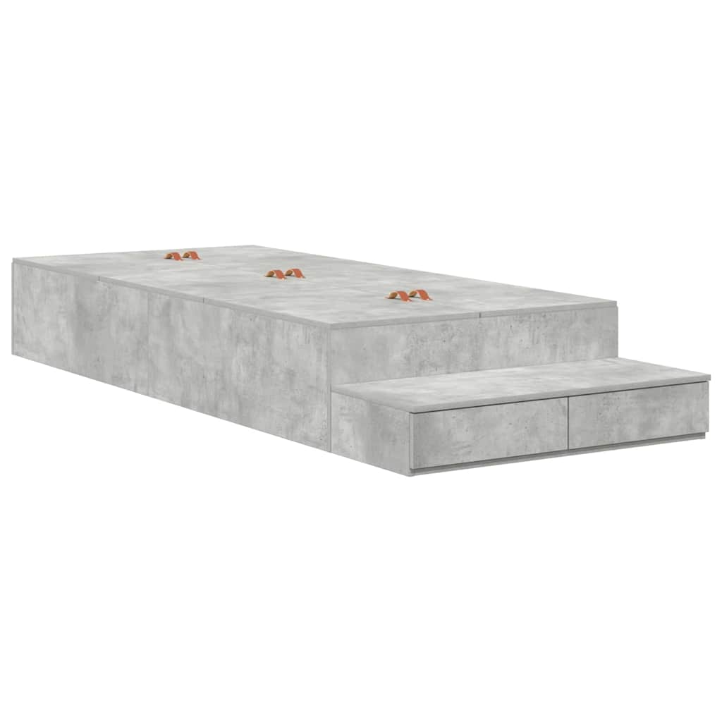 Aufbewahrungsbettgestell Beton Grau 100 cm Holzwerkstoff