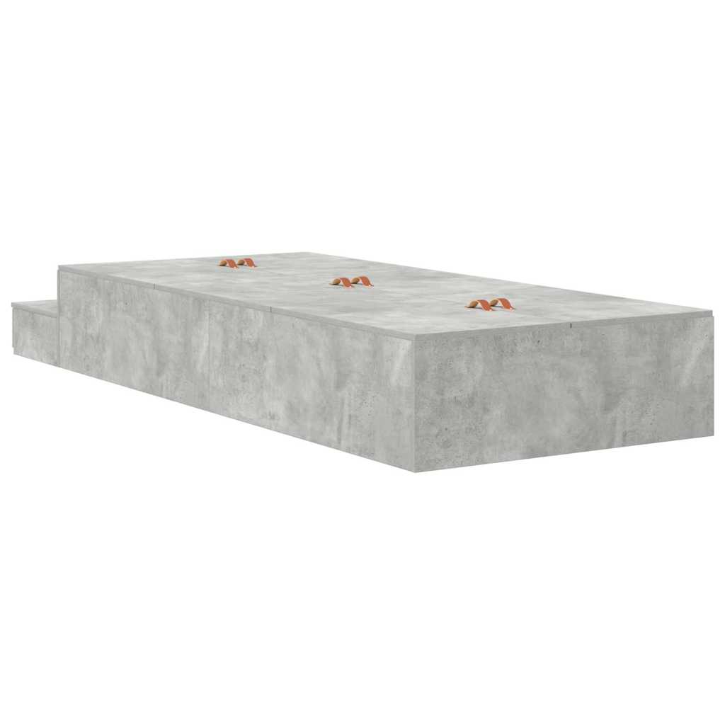 Aufbewahrungsbettgestell Beton Grau 100 cm Holzwerkstoff