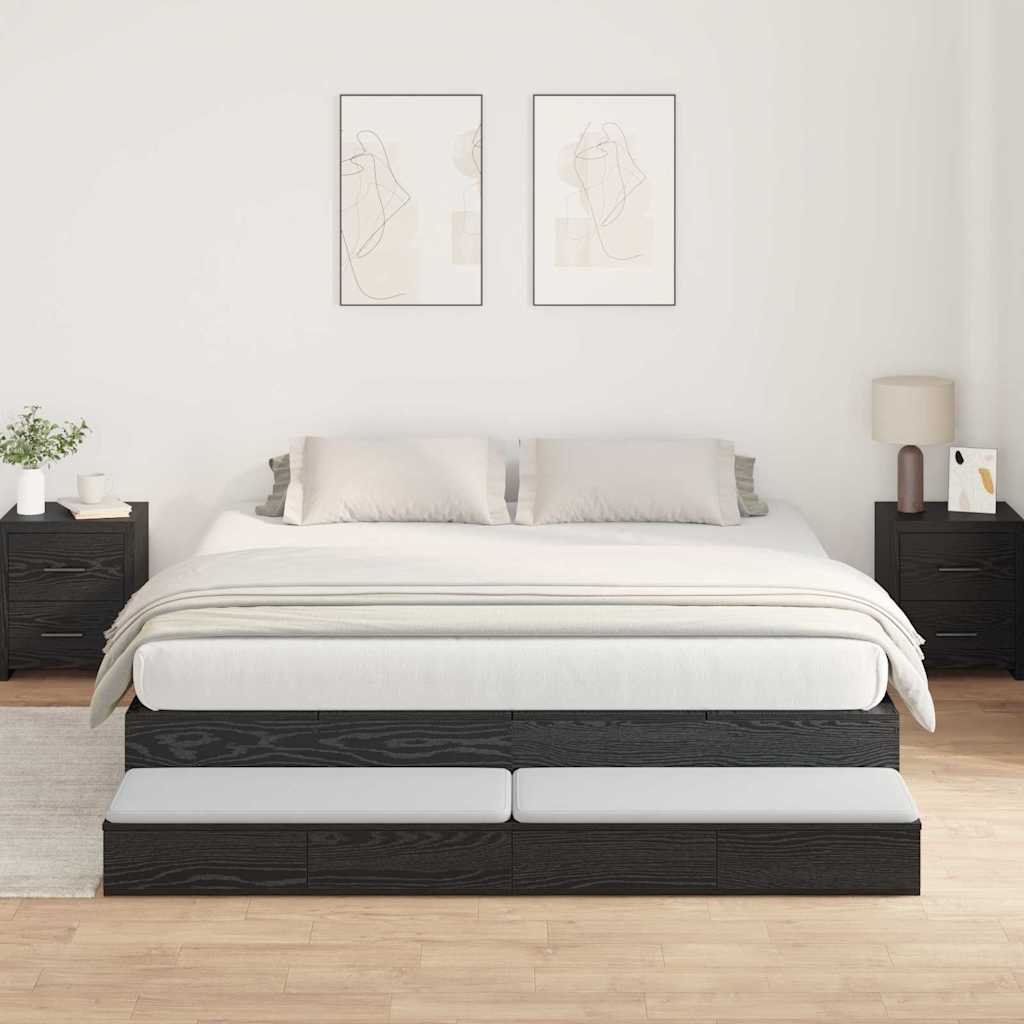 Bett mit Stauraum Schwarz Eichen-Optik 236.5 x 200 x 31.5 cm