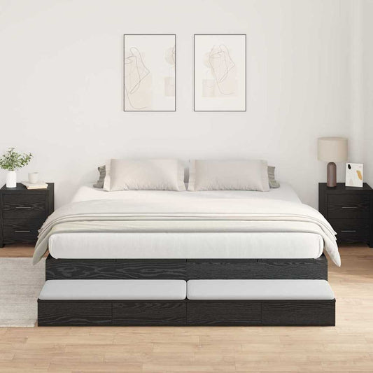 Bett mit Stauraum Schwarz Eichen-Optik 236.5 x 200 x 31.5 cm