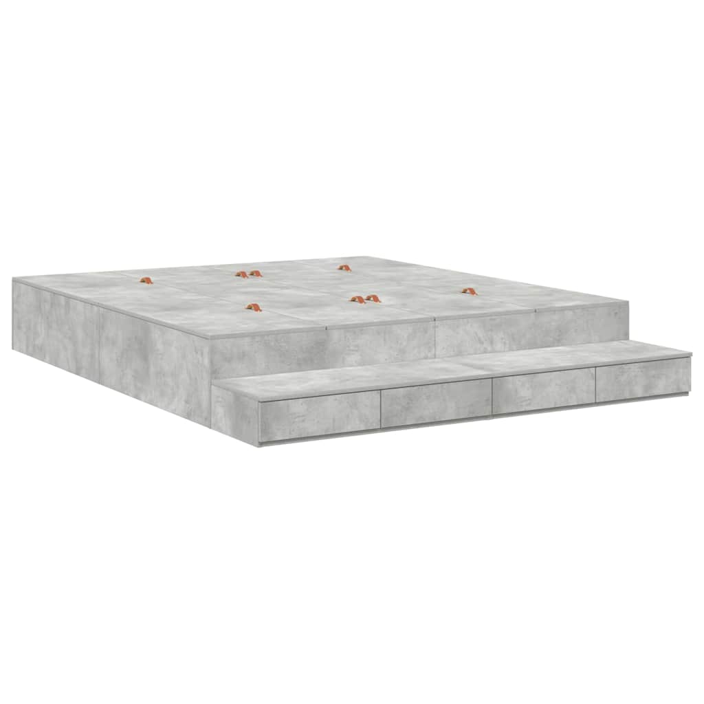 Bett mit Stauraum mit Speicher Beton Grau 236.5 x 200 x 31.5 cm