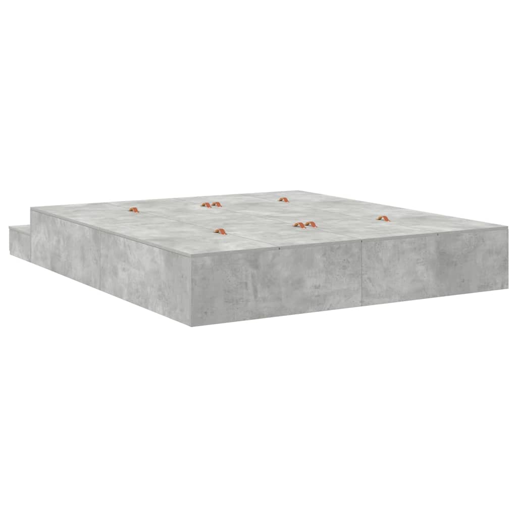 Bett mit Stauraum mit Speicher Beton Grau 236.5 x 200 x 31.5 cm