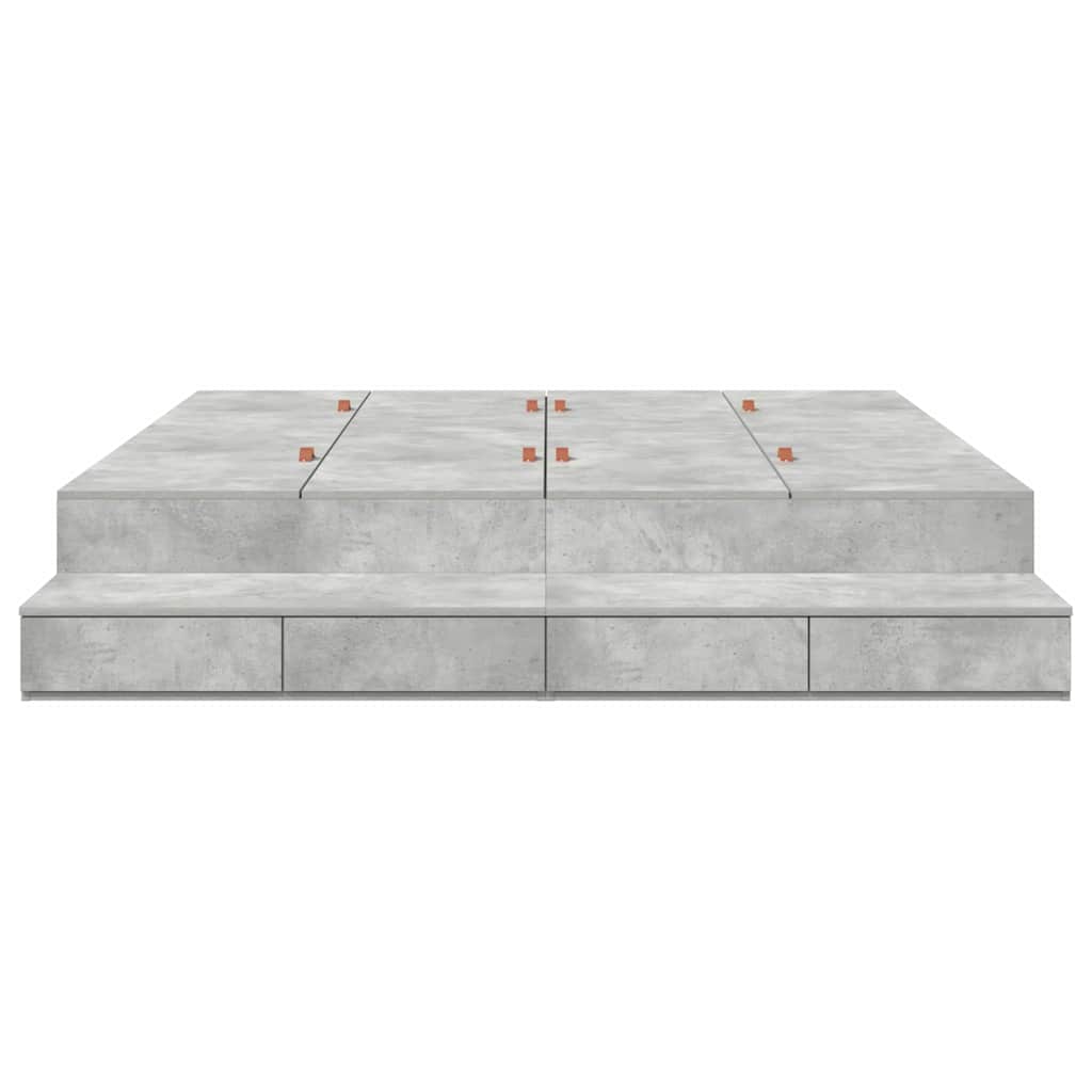Bett mit Stauraum mit Speicher Beton Grau 236.5 x 200 x 31.5 cm