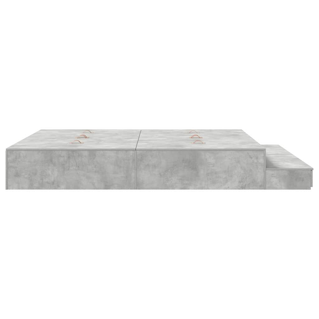 Bett mit Stauraum mit Speicher Beton Grau 236.5 x 200 x 31.5 cm