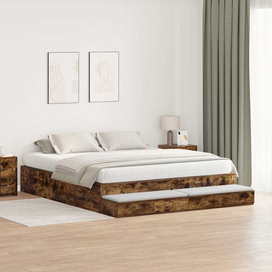 Bett mit Stauraum Geräucherte Eiche 236.5 x 200 x 31.5 cm